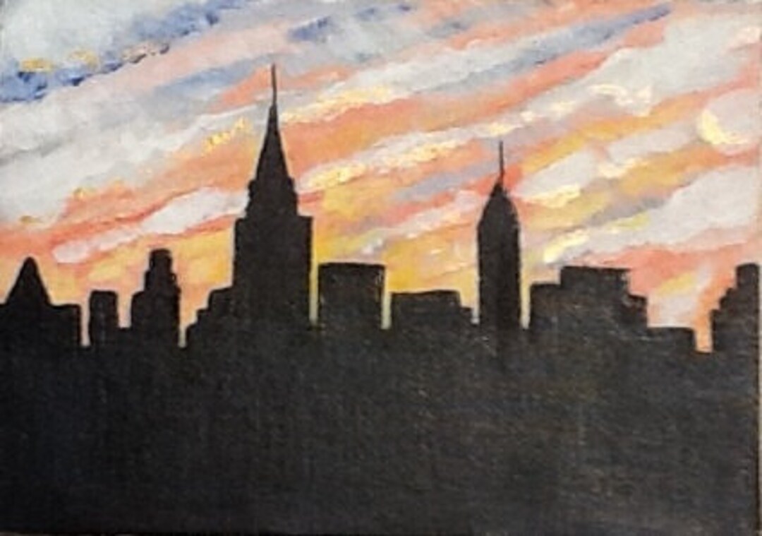 New York City Skyline Acrylic Painting 5x7 Inches Etsy
