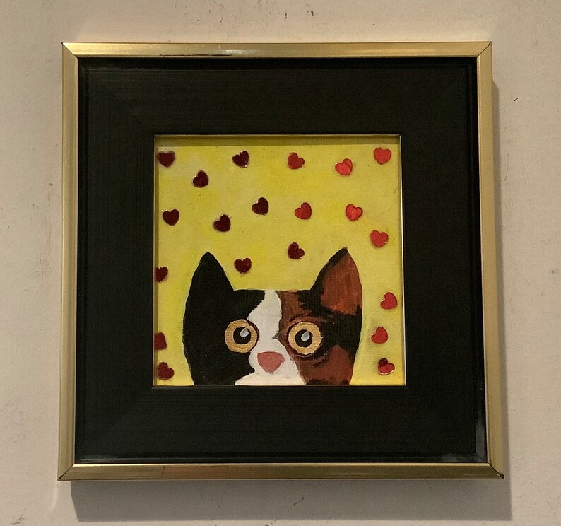 Framed Original Cat Painting image 1