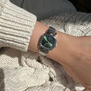 Metal Wicker Band Watch Woman's Watch, Gold & Silver Tank Watch, Vintage Watch, Minimalist Adjustable Wristwatch, Luxury Watches Style 2