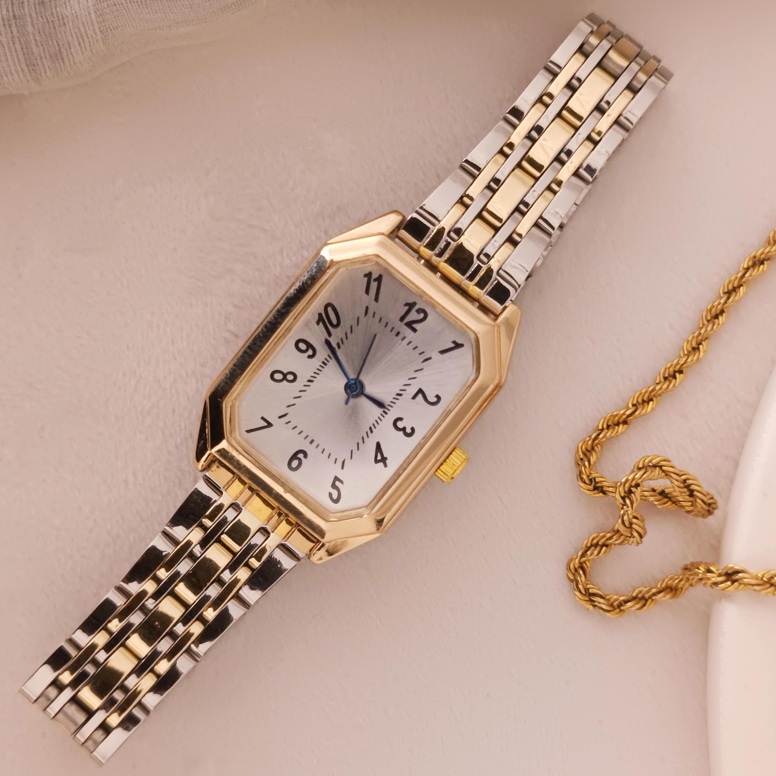 Women s Silver and Gold Watch Luxury Rectangular Dial Women s Watch Silver Gold Watches for Women Gold Womens Watch Gift for Her Etsy Italia