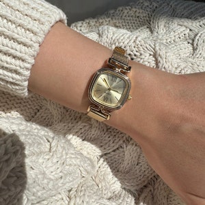 Metalen rieten bandhorloge dameshorloge, gouden en zilveren tankhorloge, vintage horloge, minimalistisch verstelbaar polshorloge, luxe horloges Style 1