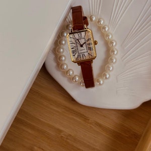 Damen-Armbanduhr, goldfarbene Uhr, weißes Zifferblatt, römisches Ziffernblatt, achteckiges Design, edles Design, Geschenk für Sie, Muttertagsgeschenk Style 4