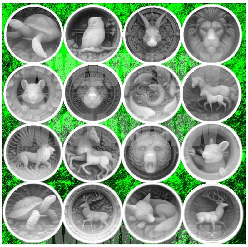 Animals, Birds, Fishes Depth Maps Bundle, Laser Engraving Files (PNG ...