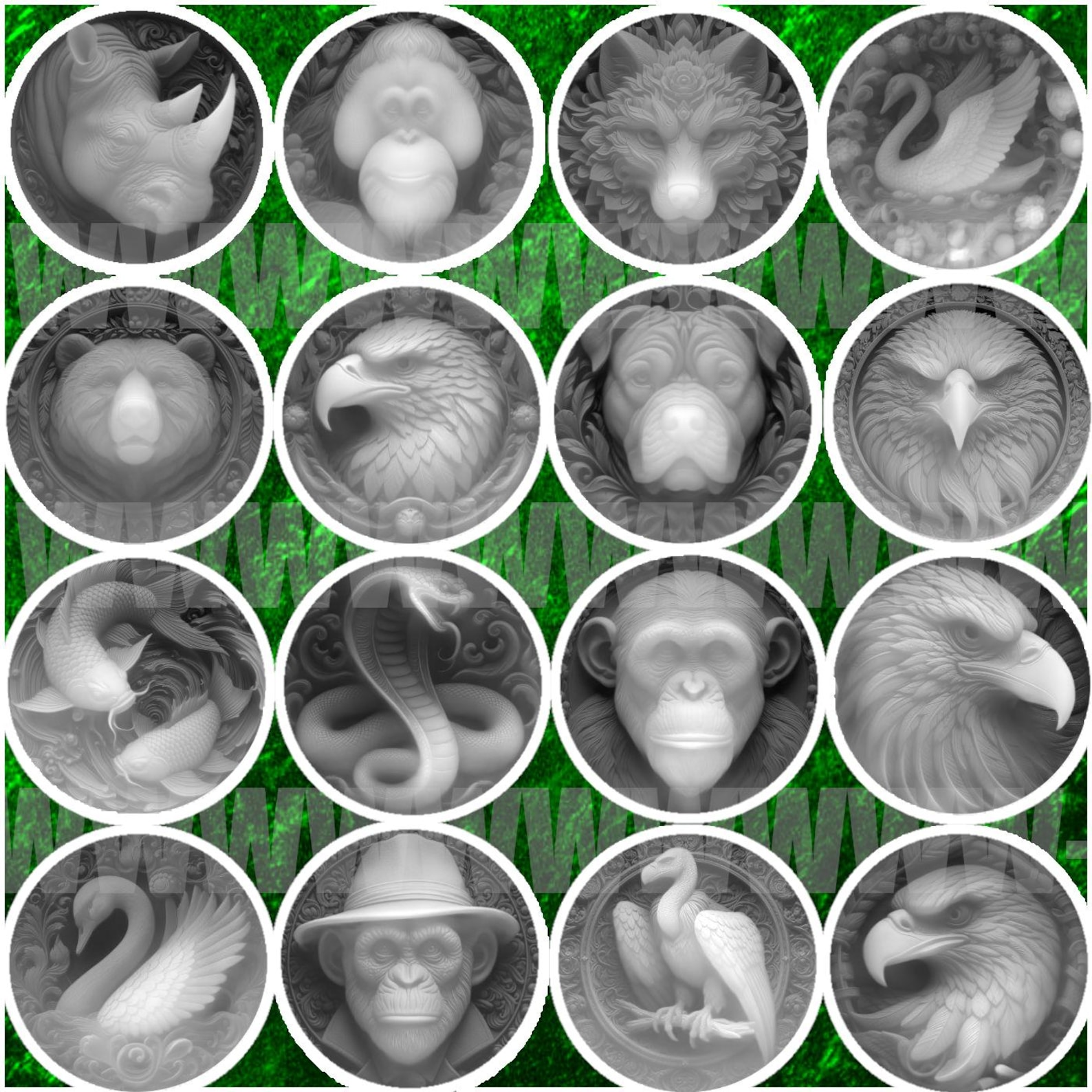 Animals, Birds, Fishes Depth Maps Bundle, Laser Engraving Files (PNG ...