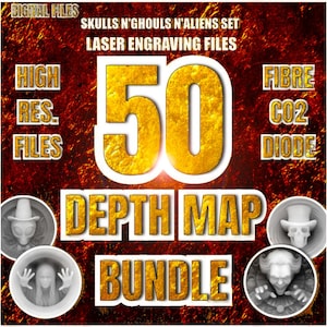 Dieptekaartbundel, 3D, GLOWFORGE, height maps.glowforge-bestanden, DEPTH MAPS.png-bestand. laser Coin.lightburn.x-tool, laserfiles. fiberlaser, gravure
