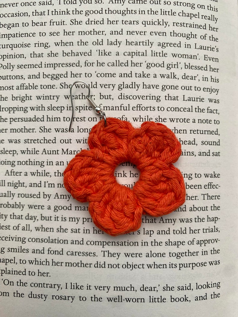 crochet flower earrings zdjęcie 2
