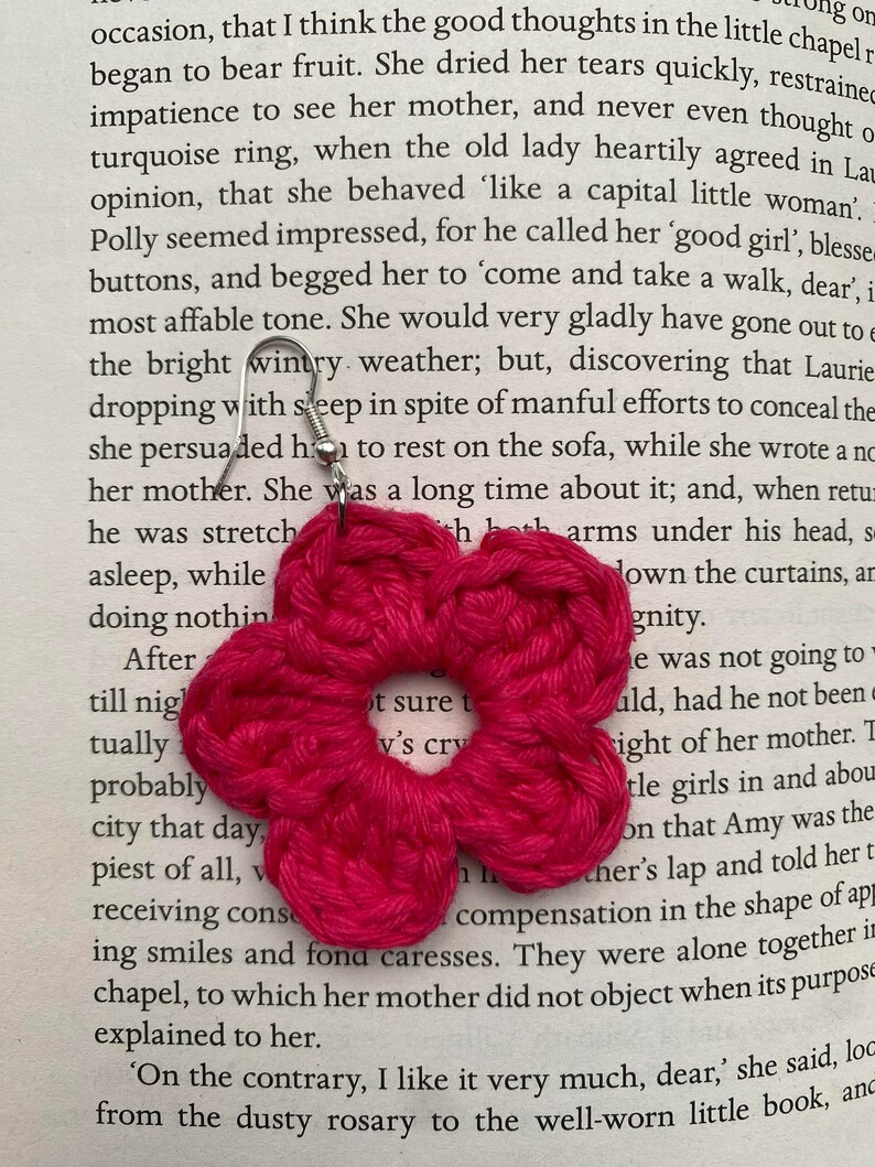 crochet flower earrings zdjęcie 3