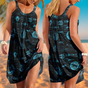 Star Wars Space Sling Sommerkleid, Map Urlaub Strandkleid, Sci-Fi Sling Dress, Sommer Star Wars Frauen Kleid, Geschenk für sie