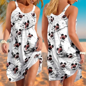 Piraten Minnie Maus Sling Sommerkleid, Disney Cruise Inspiriert Sommerkleid, Adventure Map Print Kleid, Nautisches Urlaubs Outfit für Frauen