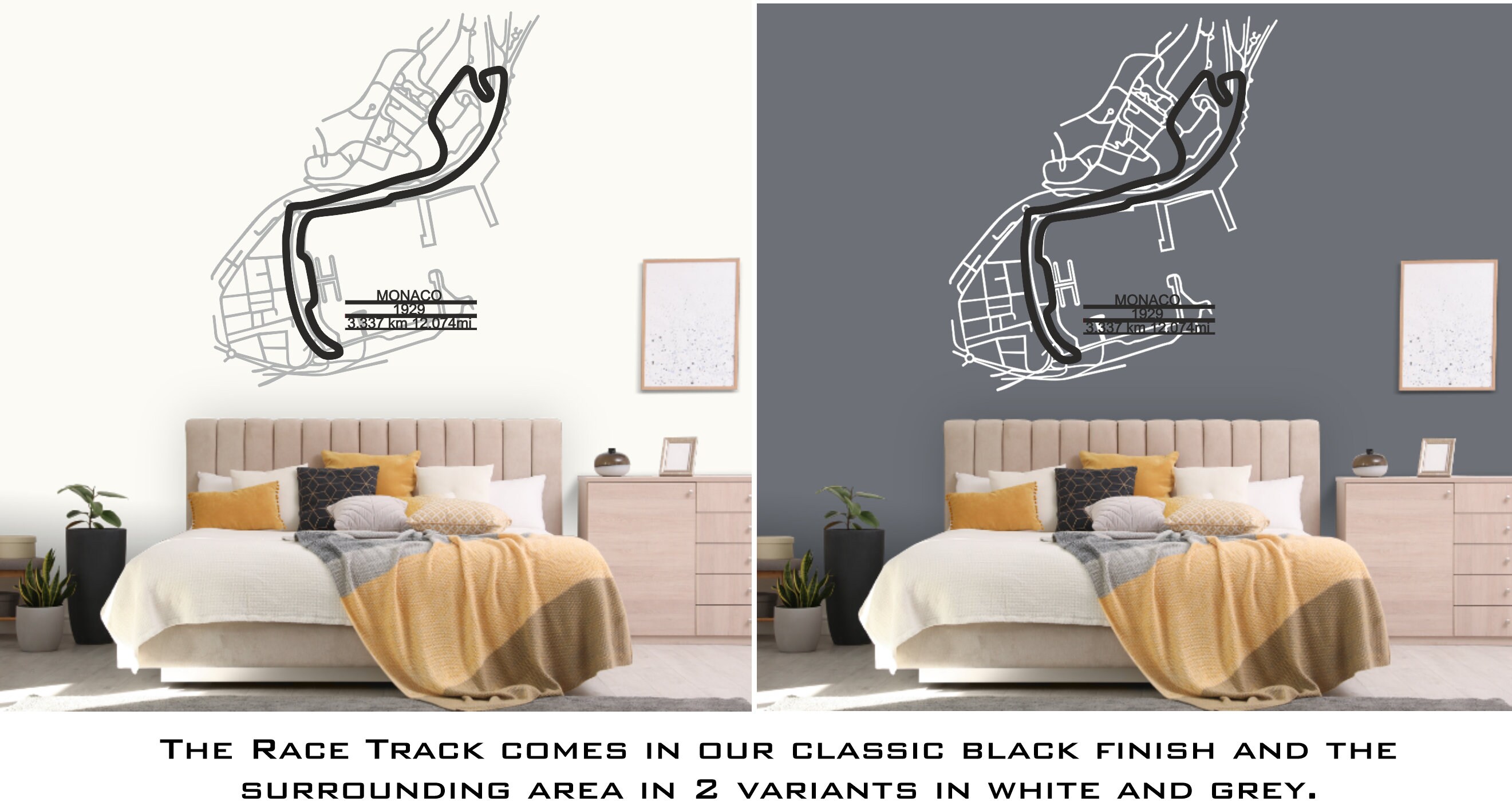 Circuit De Monaco Metal Race Tracks Wall Art , Race Tracks Wall Decor