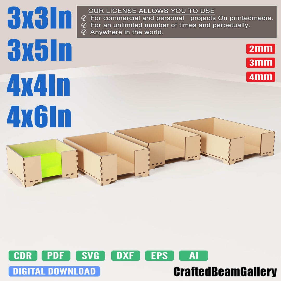 Laser Cut Sticky Note Holder Files | Desk Organizer SVG (digital ...