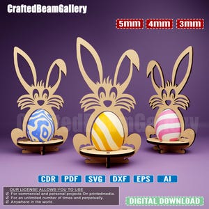 Easter Bunny Egg Holder SVG, Laser Cut Template (Digital Download)
