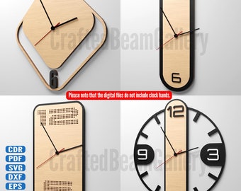 Modern Wall Clock Face CNC Files, Laser Cut Templates (Digital Download)