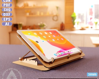 Tablet Stand Laser Cut File, Foldable iPad Holder (Digital Download)