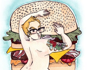 8.5x11:Lewd Crude Food Dudes... Burger Ben!