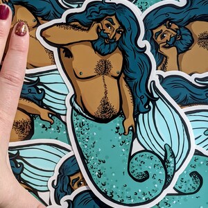 Large merman pinup sticker image 3