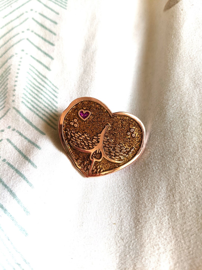 Sparkly Brown Butt heart enamel pin image 1