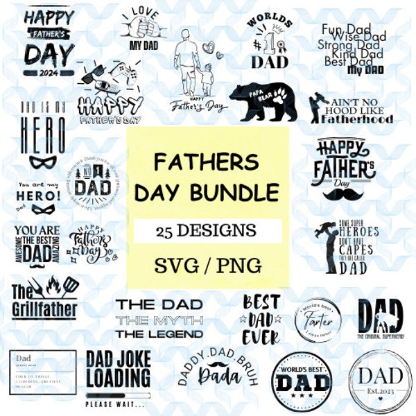 Fathers Day SVG Bundle, Dad SVG Files, Papa SVG Designs, Happy Fathers Day Bundle, Father and Son