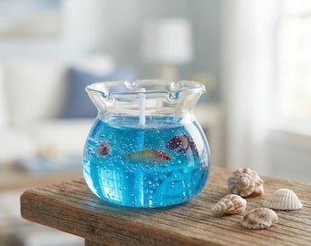 Ocean Jelly Candle Jar, Aquarium Fish Tank Scented Candle, Gel Wax Art Candle, Unique Home Decor Gift for Women
