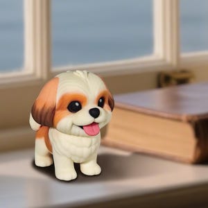 Custom Dog Figurine from Photo – Personalized Pet Gift, Shih Tzu Puppy Statue, Cute Dog Miniature Toy, Pet Memorial Keepsake, Dog Lover Gift