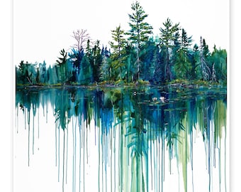 Drifting Along McCraney Lake, Algonquin Park - DIGITAL DOWNLOAD of original painting by Heather Castles