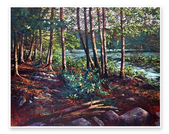 August Afternoon by Lake Achray, Algonquin Park - DIGITAL DOWNLOAD of original painting by Heather Castles