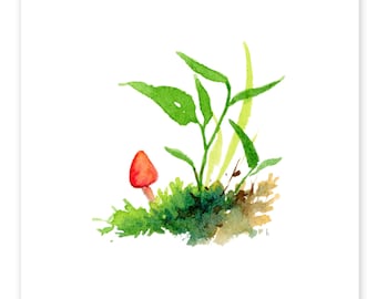Wild Ontario Mushrooms : Blackening Waxcap Youngling - DIGITAL DOWNLOAD of watercolour paintings by Heather Castles