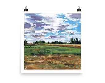 Tilled - Study of Andrews Farm - PRINT of acrylic painting by Heather Castles