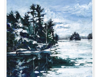 Winter Study of Lorimer Lake, Ontario - DIGITAL DOWNLOAD of original painting by Heather Castles