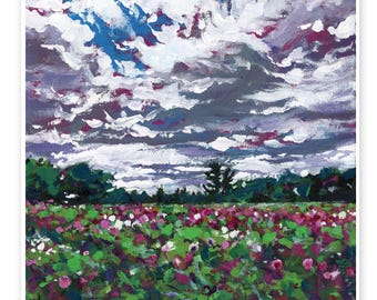 Purple Dahlias at Andrews Farm - DIGITAL DOWNLOAD of original painting by Heather Castles