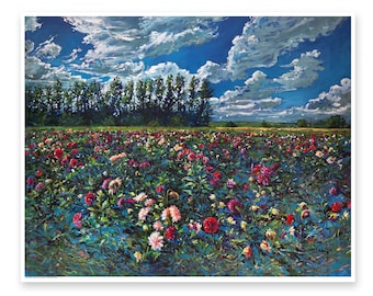 A Whole Field of Dahlias for Me - DIGITAL DOWNLOAD of original painting by Heather Castles