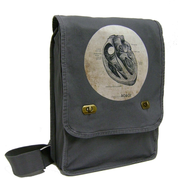 vintage human anatomy - the heart - science geek (grey) MESSENGER / LAPTOP BAG