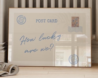 Vintage Postcard Print: "How Lucky Are We" Retro Wall Art (Digital Download)