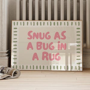 Lámina "A gusto como un bicho", póster retro moderno para dormitorio, arte de pared tipográfico para dormitorio (descarga digital)