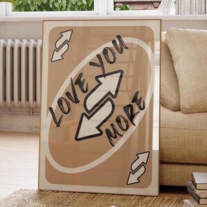 Impression Love You More tendance, art mural rétro à imprimer, affiche de cartes à jouer, art mural girly, décoration murale preppy, téléchargement numérique