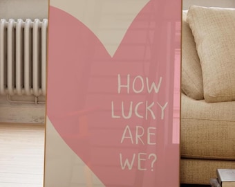 Pink Heart Wall Art Print: Trendy Retro Typography (Digital Download)