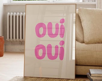 Oui Französisches Badezimmer Kunstdruck, Lustiges Wohndekor (Digitaldruck)