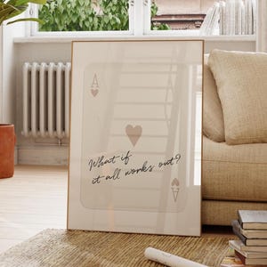 Stampa artistica da parete "Asso di Cuori", poster "E se tutto funzionasse", stampa estetica retrò alla moda, poster di carte da gioco beige, stampa digitale
