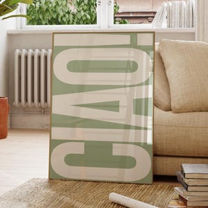 Ciao Print: Sage Green Italian Retro Wall Art (Digital Print)