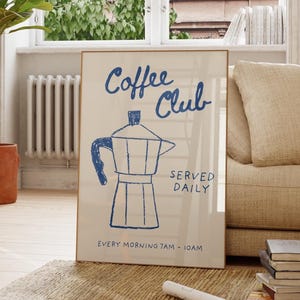 Coffee Wall Art Print, Modern Coffee Poster, Moka Pot Espresso Art Print, Bar Cart Italian Print, Kitchen Wall Decor, Digital Print