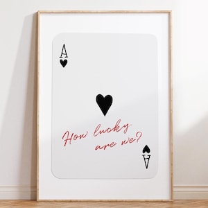 Affiche tendance As de coeur impression chanceux, impression quelle chance avons-nous, affiche esthétique de cartes à jouer, décoration de chambre preppy y2k, téléchargement numérique