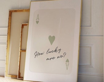 Trendy Ace of Hearts Wall Art Print, How Lucky Are We Poster, Retro Trendy Aesthetic Print, Sage Green  Playing Card Poster, Digital Print