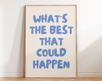Retro Light Blue Print: Uplifting Quote Inspirational Wall Art  Trendy Apartment Decor (Digital Download)