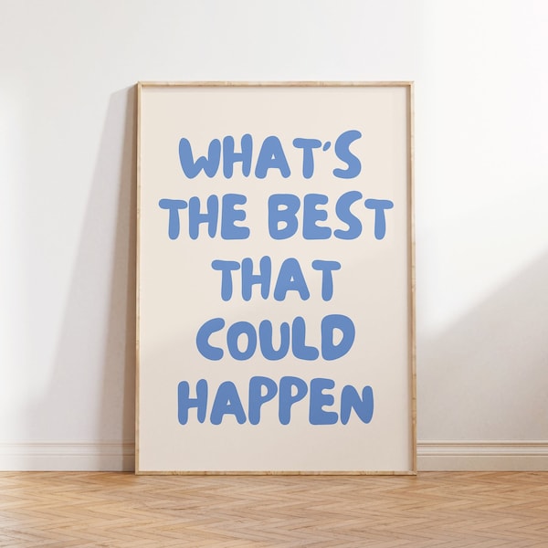 Retro Light Blue Print: Uplifting Quote Inspirational Wall Art  Trendy Apartment Decor (Digital Download)