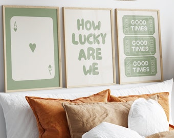 Sage Green Retro Wall Art Print Set: Ace, Tickets (Digitaler Download)