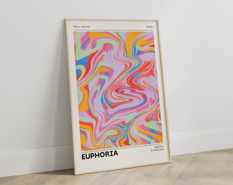 Trendy Aesthetic Wall Art, Retro Abstract Colorful Gradient Poster, Retro Euphoria Poster, Vintage Euphoria Poster