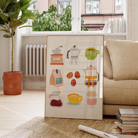 Retro Coffee Print: Espresso Bar Wall Art, Kitchen Decor (Digital Print)