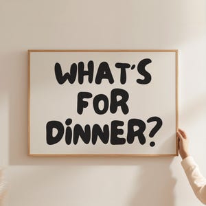 夕食のウォールアートプリント、トレンディなレトロな美的ポスター、キッチンウォールアート、タイポグラフィポスター、横長、デジタルプリント