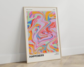 Retro wall art aura print, Trendy holographic print, Retro abstract colorful gradient poster, Aesthetic print, Vintage happiness print