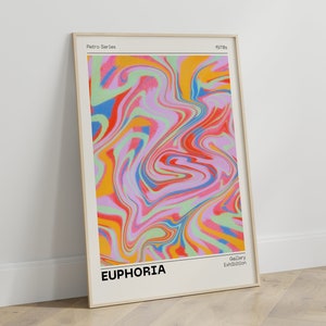 Arte de pared estético de moda, cartel degradado colorido abstracto retro, cartel de euforia vintage, impresión de descarga digital